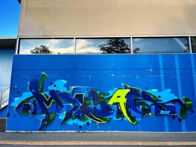 Blue and Light Blue and Yellow Stylewriting by mobar. This Graffiti is located in Kufstein, Austria and was created in 2023.