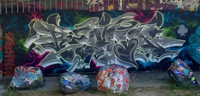 Grey and Colorful Stylewriting by WBC and Remix. This Graffiti is located in Lyon, France and was created in 2022.