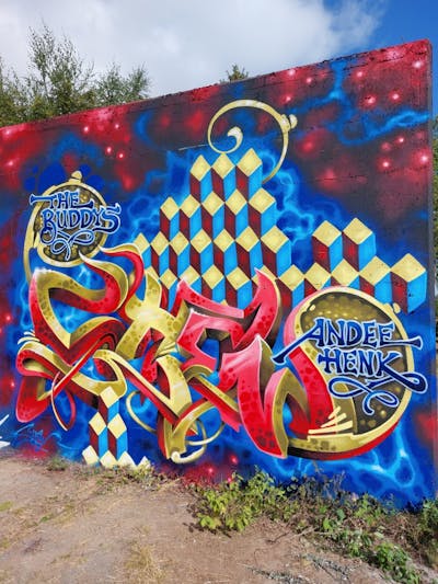 Yellow and Red and Light Blue Stylewriting by Shew, the Buddys and Büro21. This Graffiti is located in Germany and was created in 2023. This Graffiti can be described as Stylewriting and 3D.