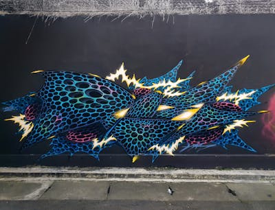 Blue and Colorful 3D by Reel. This Graffiti is located in Yogyakarta, Indonesia and was created in 2022. This Graffiti can be described as 3D and Stylewriting.