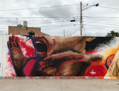 Brown and Red Characters by TERTS. This Graffiti is located in Querétaro, Mexico and was created in 2022. This Graffiti can be described as Characters and Wall of Fame.