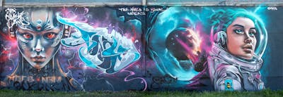 Colorful and Cyan Stylewriting by Cors One and Saf One. This Graffiti is located in Berlin, Germany and was created in 2023. This Graffiti can be described as Stylewriting, Characters, Streetart and Murals.