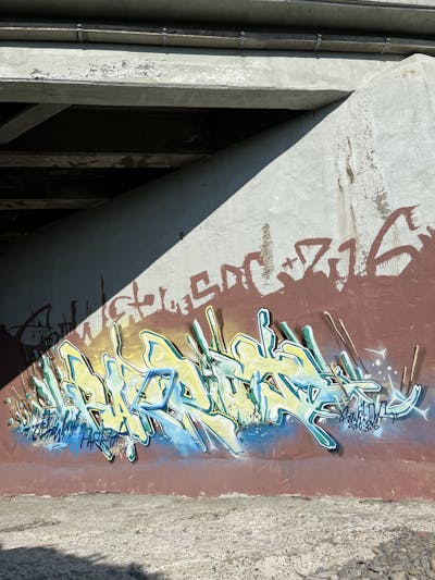 Yellow and Light Blue and Brown Stylewriting by Sowet. This Graffiti is located in Florence, Italy and was created in 2016. This Graffiti can be described as Stylewriting and Abandoned.