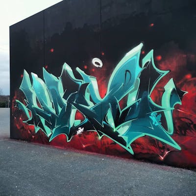 Cyan and Black Stylewriting by Norm. This Graffiti is located in bochum, Germany and was created in 2021. This Graffiti can be described as Stylewriting and Wall of Fame.