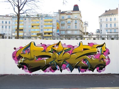 Colorful and Beige Stylewriting by BIZ. This Graffiti is located in Austria and was created in 2021. This Graffiti can be described as Stylewriting and Wall of Fame.