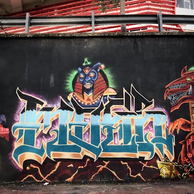 Colorful Characters by MOSH. This Graffiti is located in Kuala Lumpur, Malaysia and was created in 2021. This Graffiti can be described as Characters and Stylewriting.