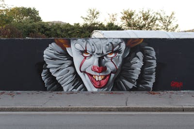 Grey and Red Characters by Yellow Fat Crew and Gaber. This Graffiti is located in Brescia, Italy and was created in 2021.