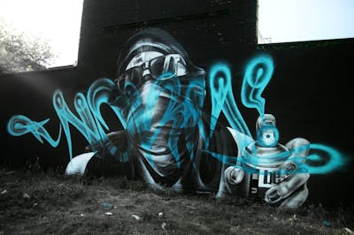 Black and Cyan Characters by Norm. This Graffiti is located in mönchengladbach, Germany and was created in 2020. This Graffiti can be described as Characters, Stylewriting and Handstyles.