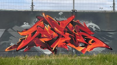 Red and Orange Stylewriting by Desur and new. This Graffiti is located in Hamburg, Germany and was created in 2021.