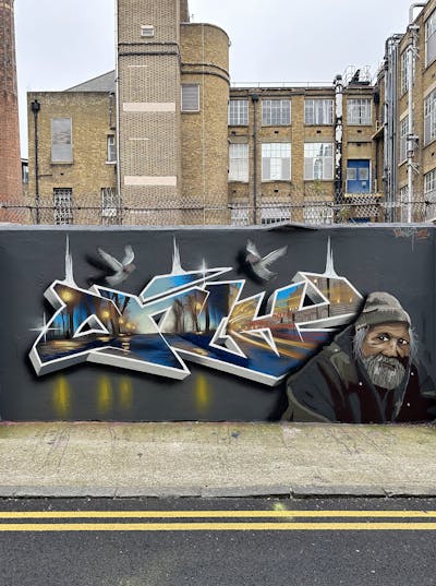 Colorful and Grey Characters by Only E1. This Graffiti is located in London, United Kingdom and was created in 2024. This Graffiti can be described as Characters, Stylewriting, Streetart and 3D.
