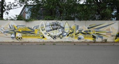Beige and Yellow and Grey Stylewriting by bros, rizok and R120K. This Graffiti is located in Leipzig, Germany and was created in 2020. This Graffiti can be described as Stylewriting and Characters.