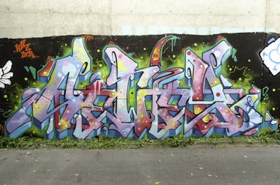 Colorful Stylewriting by SEWER. This Graffiti is located in Würzburg, Germany and was created in 2021. This Graffiti can be described as Stylewriting and Wall of Fame.