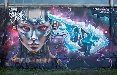 Colorful and Cyan Stylewriting by Cors One. This Graffiti is located in Berlin, Germany and was created in 2023. This Graffiti can be described as Stylewriting, Characters, Streetart and Murals.