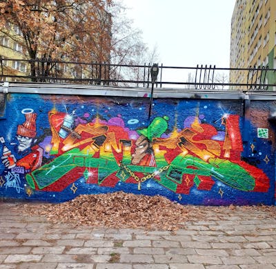 Colorful Stylewriting by Fems173. This Graffiti is located in lublin, Poland and was created in 2022. This Graffiti can be described as Stylewriting, Characters and Wall of Fame.