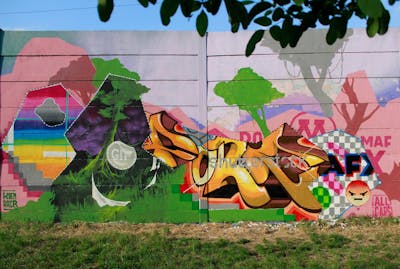 Colorful Stylewriting by Fork Imre. This Graffiti is located in Budapest, Hungary and was created in 2017. This Graffiti can be described as Stylewriting and Futuristic.