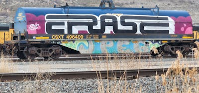 Black and White Stylewriting by Erase. This Graffiti is located in United States and was created in 2024. This Graffiti can be described as Stylewriting, Trains and Freights.