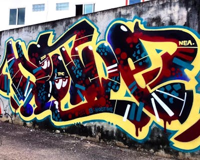 Colorful Stylewriting by DOD crew, Hootive and TMC. This Graffiti is located in SAKON NAKHON, Thailand and was created in 2022.