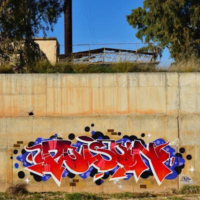 Red and Colorful Stylewriting by Poison. This Graffiti is located in Athens, Greece and was created in 2020. This Graffiti can be described as Stylewriting.