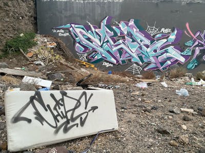 Cyan and Violet Abandoned by CDSK and Chips. This Graffiti is located in London, United Kingdom and was created in 2023. This Graffiti can be described as Abandoned and Stylewriting.