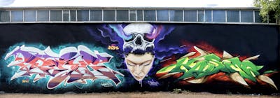 Colorful Stylewriting by dejoe, Cors One and KASER. This Graffiti is located in Berlin, Germany and was created in 2022. This Graffiti can be described as Stylewriting, Characters and Wall of Fame.