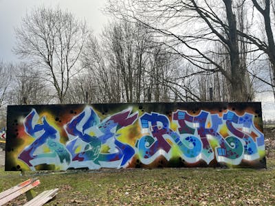 Colorful Stylewriting by Moe, REKS and ZSE. This Graffiti is located in Bruxelles, Belgium and was created in 2024. This Graffiti can be described as Stylewriting and Wall of Fame.