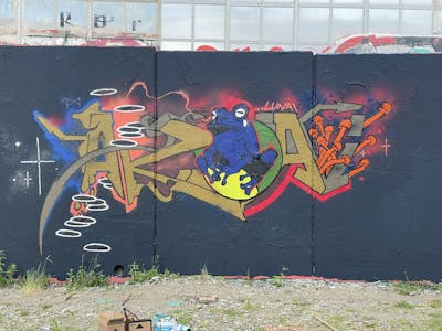 Colorful Stylewriting by Akai82 and On the Wall 2022 jam. This Graffiti is located in Prague, Czech Republic and was created in 2022. This Graffiti can be described as Stylewriting and Characters.