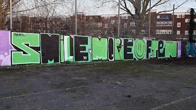 Light Green and Black Stylewriting by Sky High and smo__crew. This Graffiti is located in London, United Kingdom and was created in 2020.