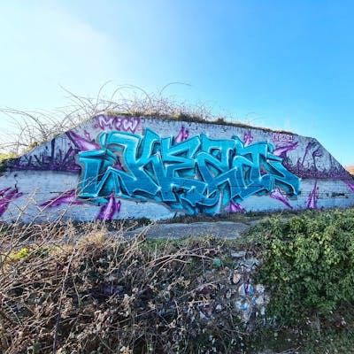 Cyan and Grey Stylewriting by Keza. This Graffiti is located in LE HAVRE, France and was created in 2021.