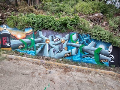 Colorful Stylewriting by Aek. This Graffiti is located in Acapulco, Mexico and was created in 2022. This Graffiti can be described as Stylewriting and 3D.