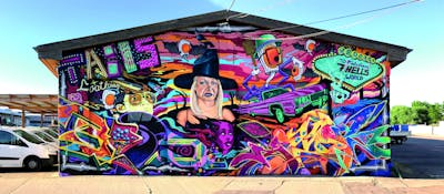 Colorful Stylewriting by casom, shriner, Basd, Imor and Tails. This Graffiti is located in Köthen, Germany and was created in 2020. This Graffiti can be described as Stylewriting, Characters, Streetart and Murals.