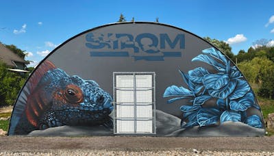 Grey and Light Blue Characters by Sirom. This Graffiti is located in Döbeln, Germany and was created in 2022. This Graffiti can be described as Characters, Commission and Murals.