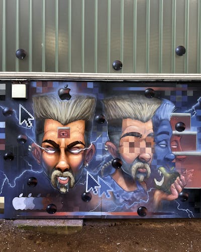 Brown and Blue Characters by Tokk. This Graffiti is located in Bremen, Germany and was created in 2024. This Graffiti can be described as Characters and Streetart.