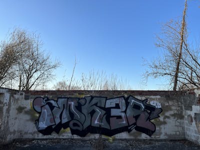 Grey Stylewriting by Imker. This Graffiti is located in Döbeln, Germany and was created in 2022. This Graffiti can be described as Stylewriting and Abandoned.