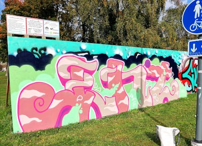 Colorful Stylewriting by Den Pen. This Graffiti is located in Finland and was created in 2021. This Graffiti can be described as Stylewriting and Wall of Fame.