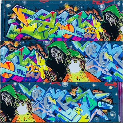 Colorful Stylewriting by SoHo54, Ben26 and Niv Crew. This Graffiti is located in copenhagen, Denmark and was created in 2022. This Graffiti can be described as Stylewriting and Characters.