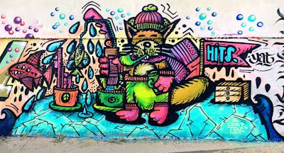 Colorful Characters by OST and Hülpman. This Graffiti is located in Berlin, Germany and was created in 2018. This Graffiti can be described as Characters and Streetart.