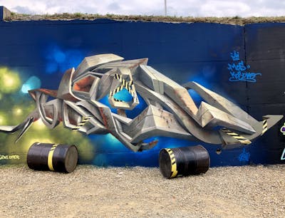 Colorful Stylewriting by Grint. This Graffiti is located in Pristina, Albania and was created in 2019. This Graffiti can be described as Stylewriting, 3D and Murals.