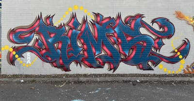 Blue and Red and Grey Stylewriting by cka crew and Rims. This Graffiti is located in Melbourne, Australia and was created in 2023.