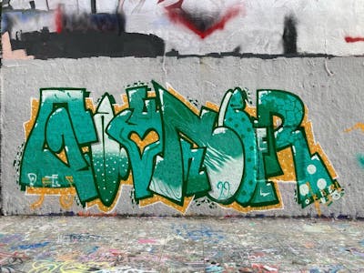 Cyan Stylewriting by Gauner. This Graffiti is located in Germany and was created in 2022. This Graffiti can be described as Stylewriting and Wall of Fame.