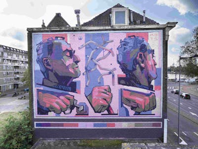 Colorful Murals by MOTS. This Graffiti is located in Rotterdam, Netherlands and was created in 2021. This Graffiti can be described as Murals, Streetart and Characters.