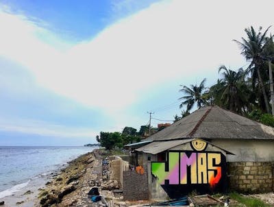 Colorful Stylewriting by Hmas. This Graffiti is located in Nusa Penida, Indonesia and was created in 2020. This Graffiti can be described as Stylewriting and Characters.