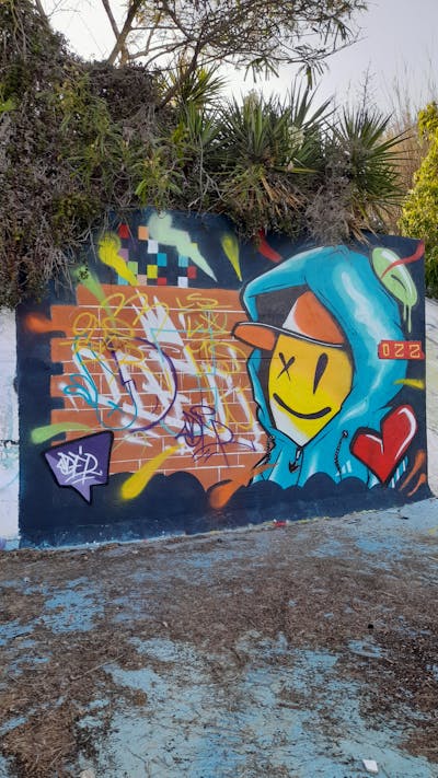 Colorful Characters by Oder. This Graffiti is located in Costa-da-caparica, Portugal and was created in 2022. This Graffiti can be described as Characters and Handstyles.