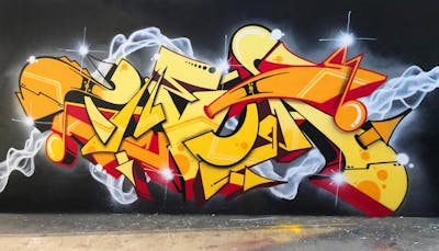 Orange and Yellow and Colorful Stylewriting by Mister Clay and Theta. This Graffiti is located in Venezia, Italy and was created in 2018.
