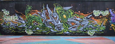 Grey and Orange and Green Stylewriting by Chips. This Graffiti is located in London, United Kingdom and was created in 2020. This Graffiti can be described as Stylewriting and Wall of Fame.