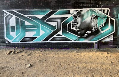 Cyan and Grey Stylewriting by Hyro. This Graffiti is located in Yorkshire, United Kingdom and was created in 2022. This Graffiti can be described as Stylewriting and Characters.