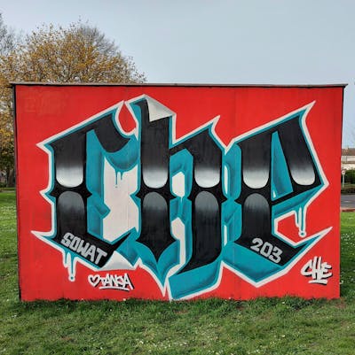 Black and Cyan and Red Stylewriting by CHE. This Graffiti is located in Herzogenrath, Germany and was created in 2024.