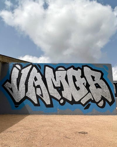Chrome and Light Blue Stylewriting by Vamos. This Graffiti is located in Valencia, Spain and was created in 2022.