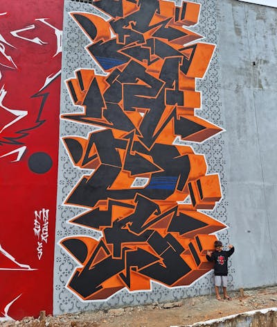 Orange and Black Stylewriting by endsgraffiti. This Graffiti is located in São Paulo, Brazil and was created in 2023. This Graffiti can be described as Stylewriting and Murals.