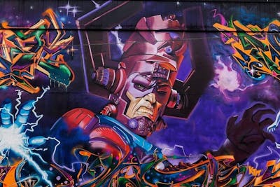 Colorful Stylewriting by N2S and dumser. This Graffiti is located in Lima, Peru and was created in 2021. This Graffiti can be described as Stylewriting, Special, Characters and Murals.