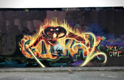 Colorful and Orange Stylewriting by Glurak. This Graffiti is located in Berlin, Germany and was created in 2022. This Graffiti can be described as Stylewriting, Characters and Wall of Fame.